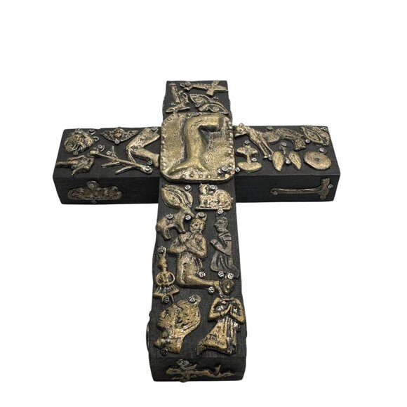 Vintage Signed Estela Ogazon 3D Milagros Wood Cross Mexican Folk Art - Picture 5 of 14